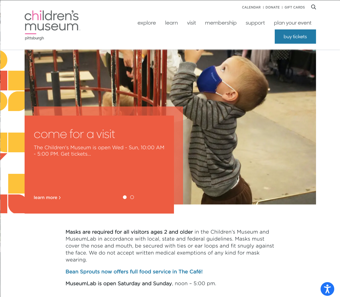 Children's Museum web site
